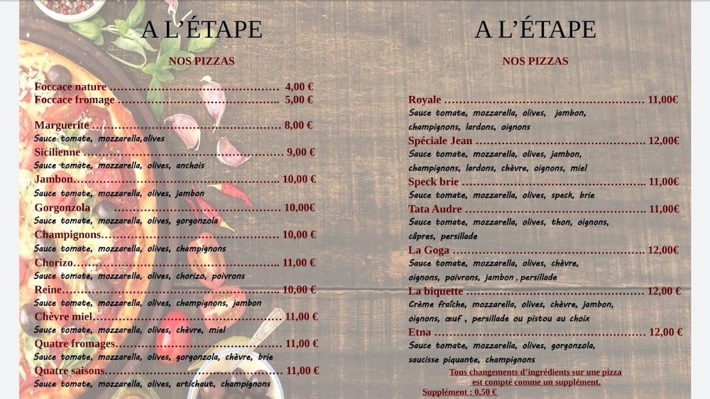 A L'ETAPE - Menu Image 1